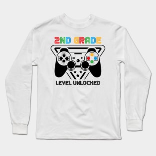 2nd Grade Level Unlocked Video Gamer Back to School Boys Long Sleeve T-Shirt